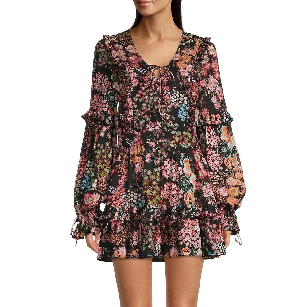 Ted Baker Womens Hendria Ruffle-Trim Mini Dress‎ Black Size 2/6 US